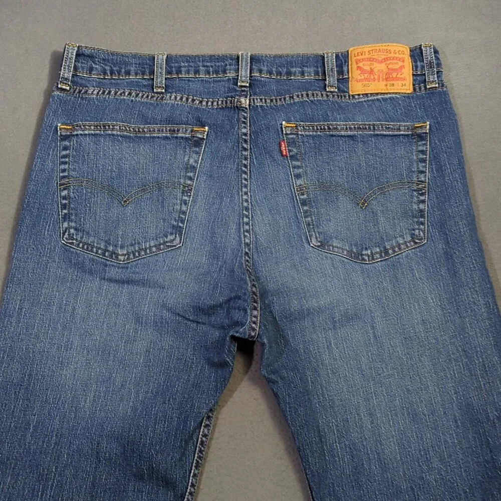 Levi's Jeans Men's 38x34 Fits 37x31 Blue 505 Regular Fit Straight Leg Denim